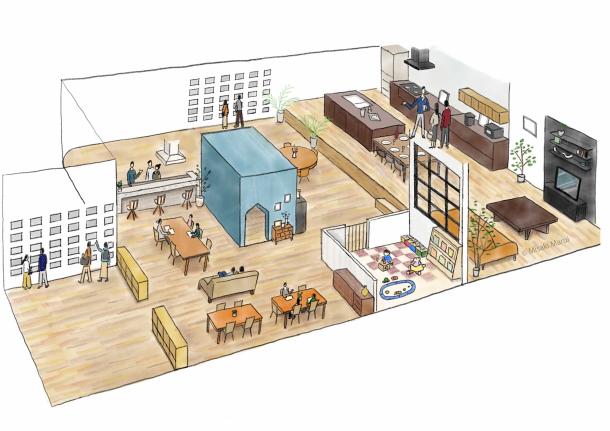 温かみのある、手描き内観パースを描きます 住宅・店舗などの広告も存在感UPの大効果‼ イメージ3