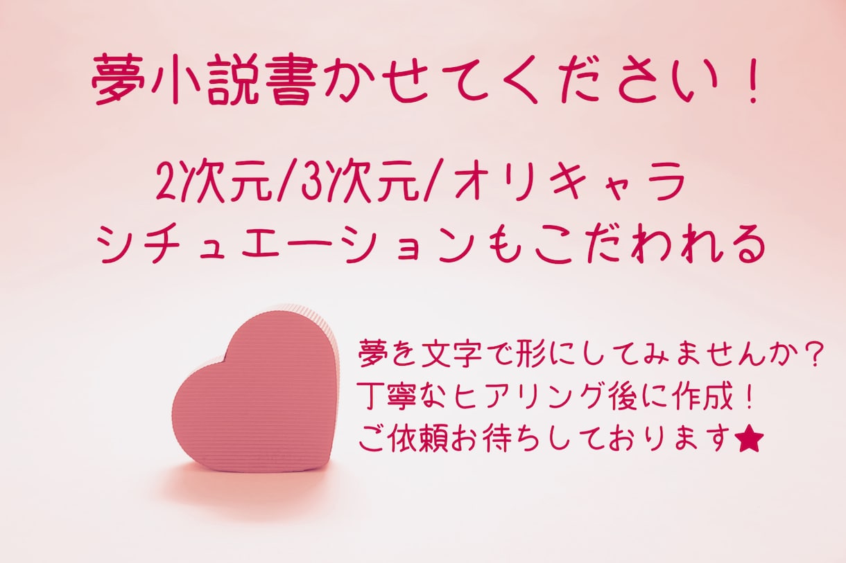 著作権譲渡OK！お望みの世界観を文字で再現します 夢小説やキャライメージ小説などお望みの世界観を文字で再現！ イメージ1