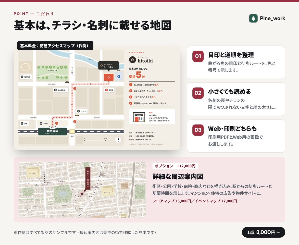 地図・アクセスマップ・案内図を見やすく作ります 1点3,000円。チラシ・名刺用の地図を見やすく イメージ3