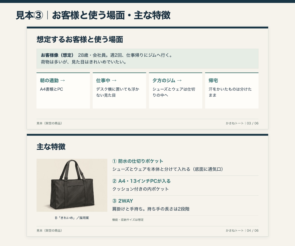 バッグ・小物の新商品を企画書とデザインラフにします ラフ3案から選んで、提案に使える企画書に イメージ6
