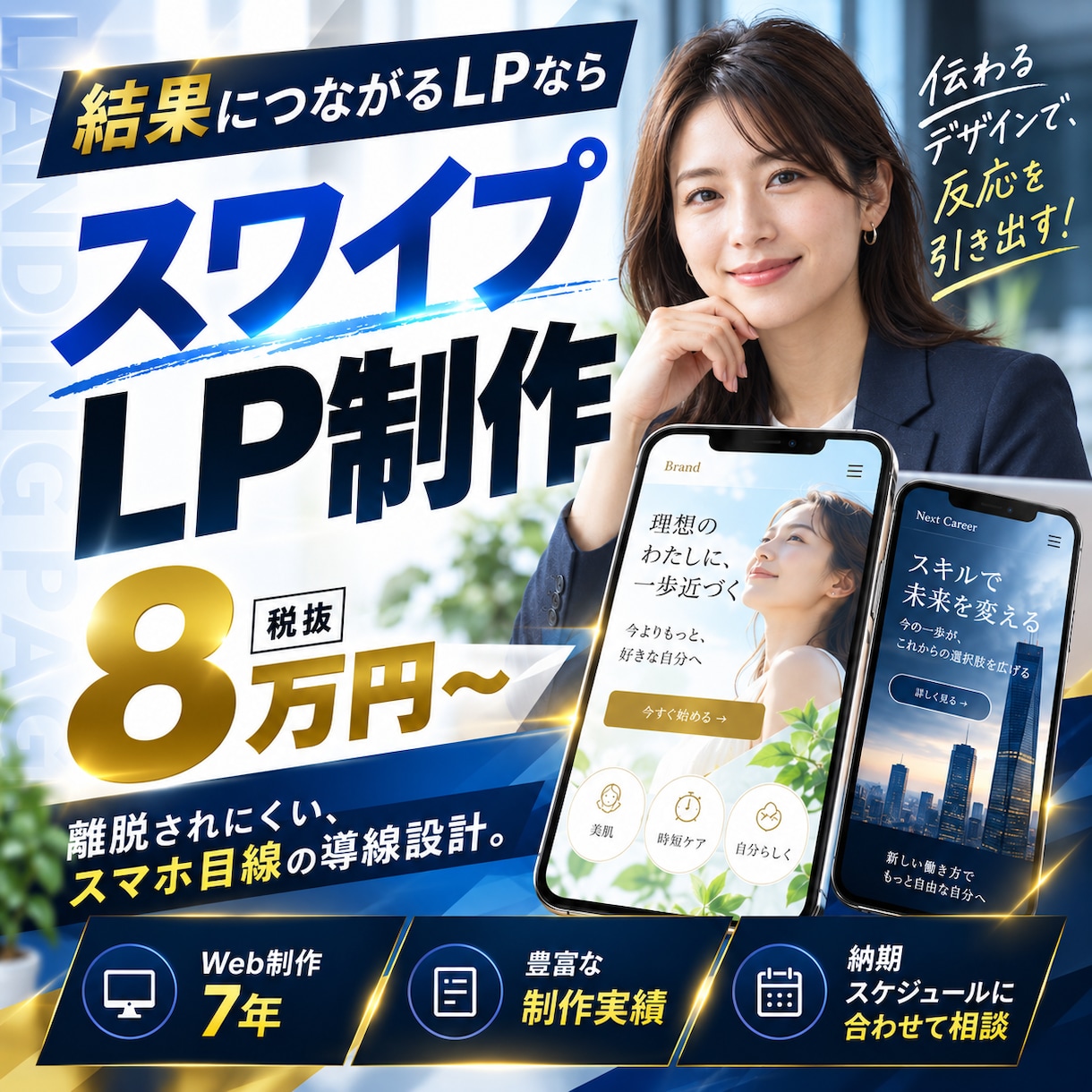 スワイプLP構成・デザイン・実装まで一括対応します 話題のスワイプLPを企画から公開まで丸ごと対応 イメージ2