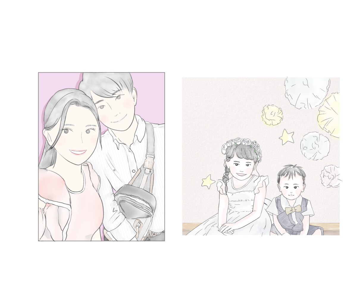 写真を元にお好みの絵柄で似顔絵イラスト描きます 可愛い系.水彩画風.シンプル等選べる絵柄 イメージ7