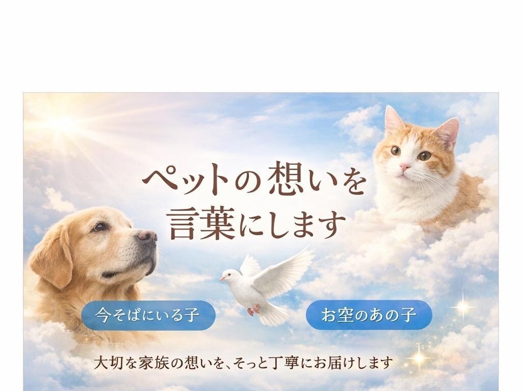 大切な家族（ペット）の想いを、そっと言葉にします 大切な家族であるペットの想いを、そっと丁寧に言葉にします イメージ1