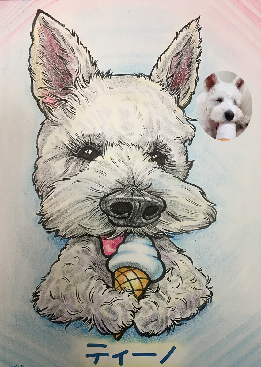 ペットの可愛い楽しい似顔絵お届けします 【１名～3名描き】★納期3日★人物との組み合わせもOKです！ イメージ4