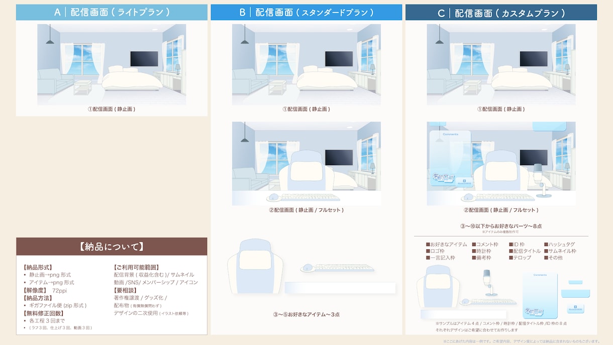 VTuberさん･配信者向け配信背景を制作します Youtube・Twitch向け/動く配信画面も製作可能！ イメージ2