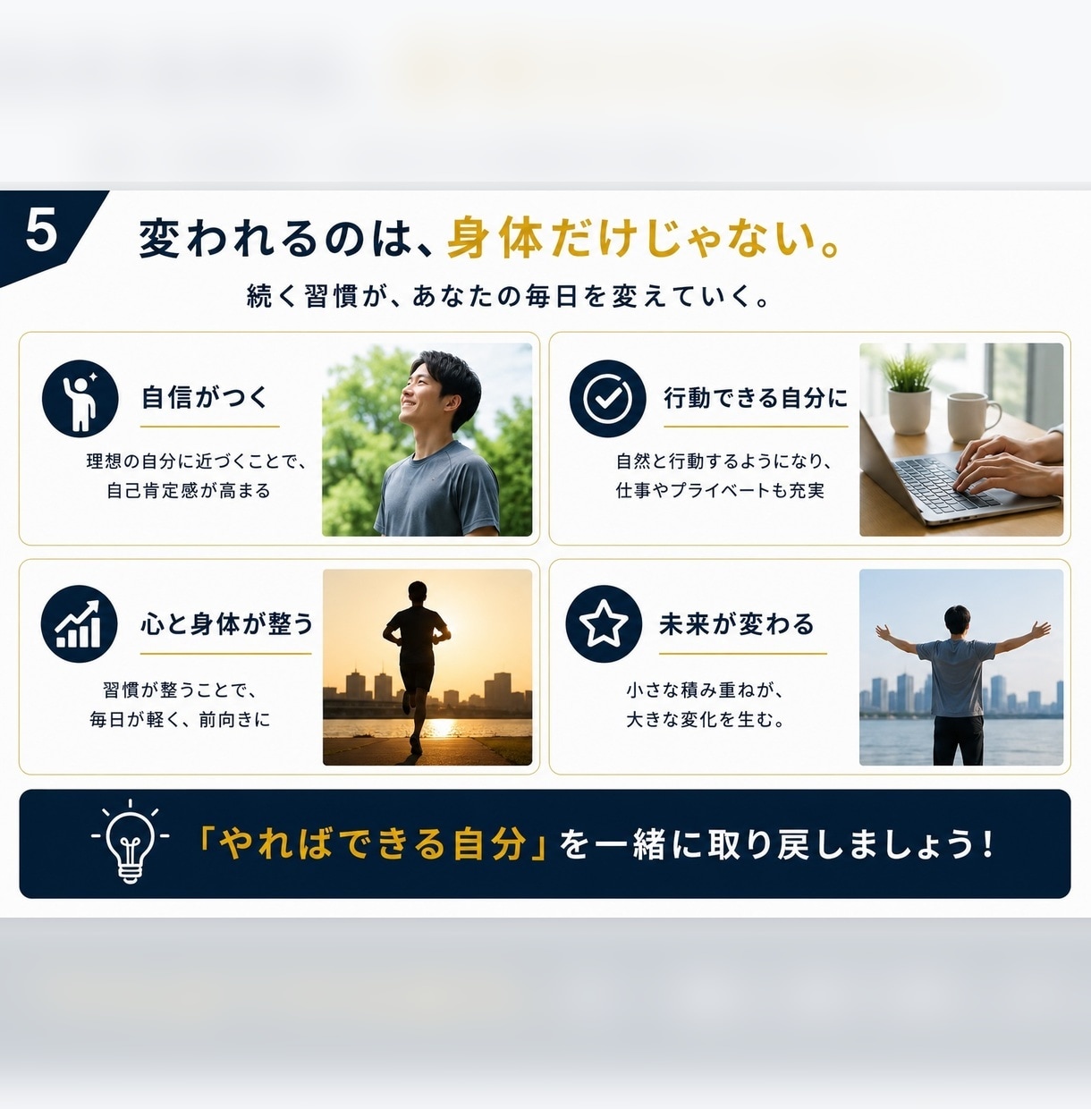 続かないダイエット習慣を整えます 気合いに頼らない習慣化ボディメイク イメージ5
