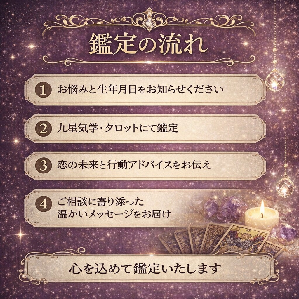 九星気学とタロットで恋愛運命を占います あの人の本音と二人の未来を本気で鑑定します イメージ2
