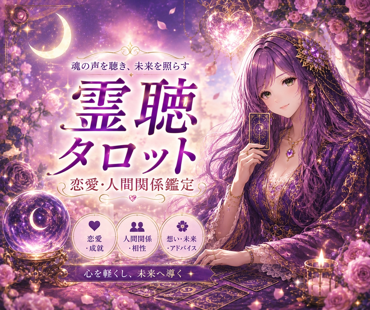 恋愛・人間関係に♥タロットカードで占います 恋人、同僚、友達、上司…どう対応する?♠翌日までにご返信♠ イメージ1