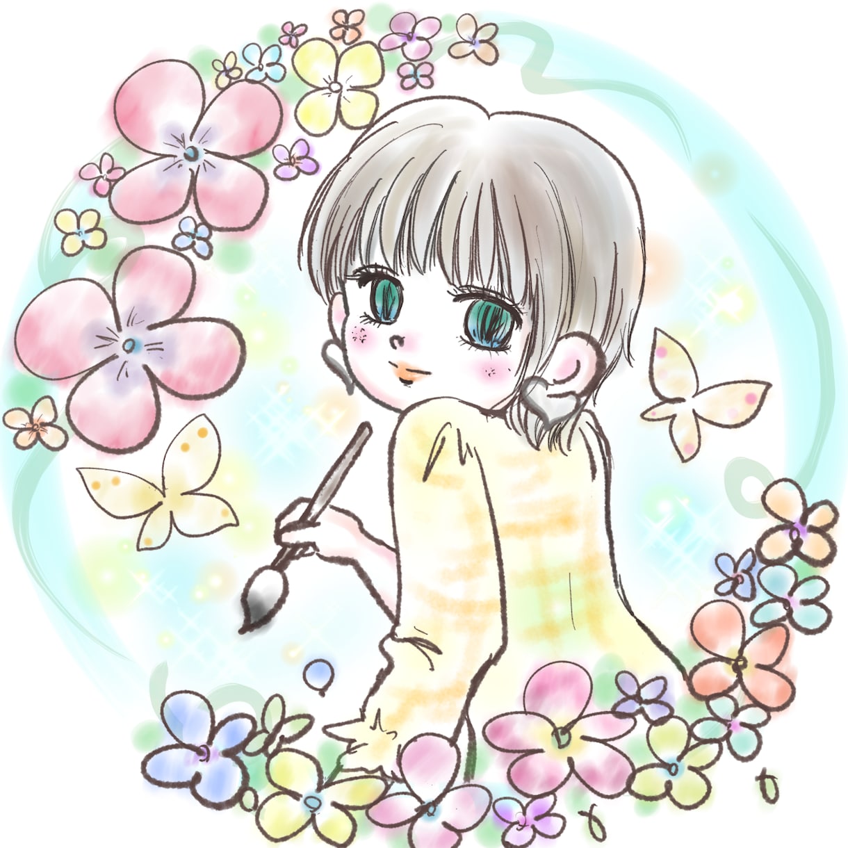 アイコン お祝い用にお好みのイラストを描きます 昭和レトロ　少女漫画　雑誌表紙風などお好みの絵柄にできます。 イメージ10