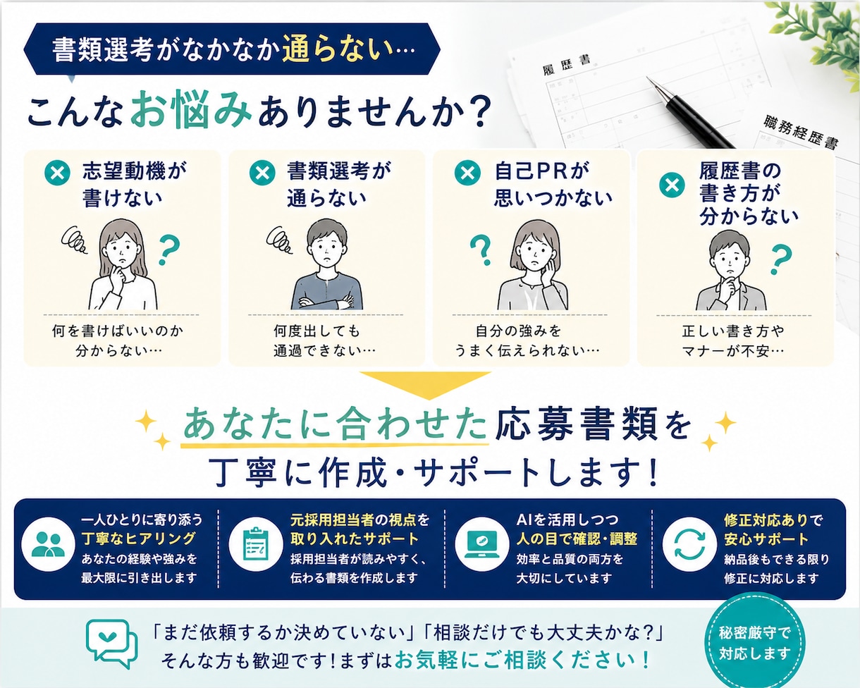履歴書・職務経歴書・志望動機を作成します 営業経験と採用担当者視点で応募書類をサポート イメージ1