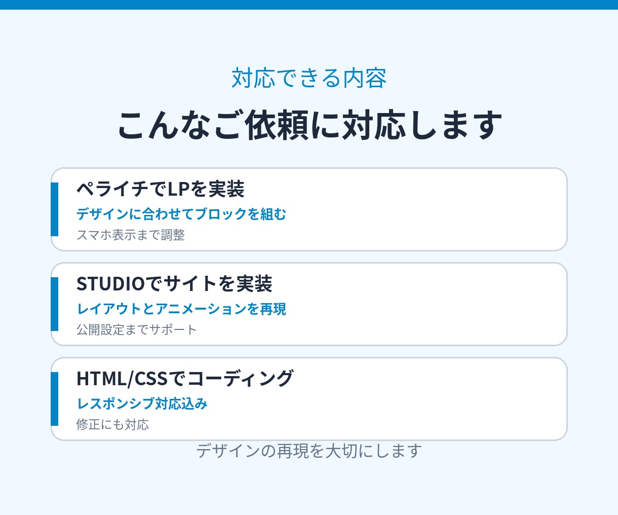 ペライチ・STUDIO・HTMLでLPを実装します デザイン通りにスマホ対応で実装。公開設定まで対応 イメージ3