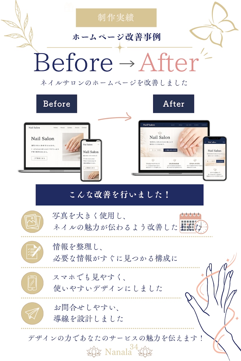 サロン・カフェ向けホームページ制作します 想いが伝わるやさしいデザインをご提案します イメージ2