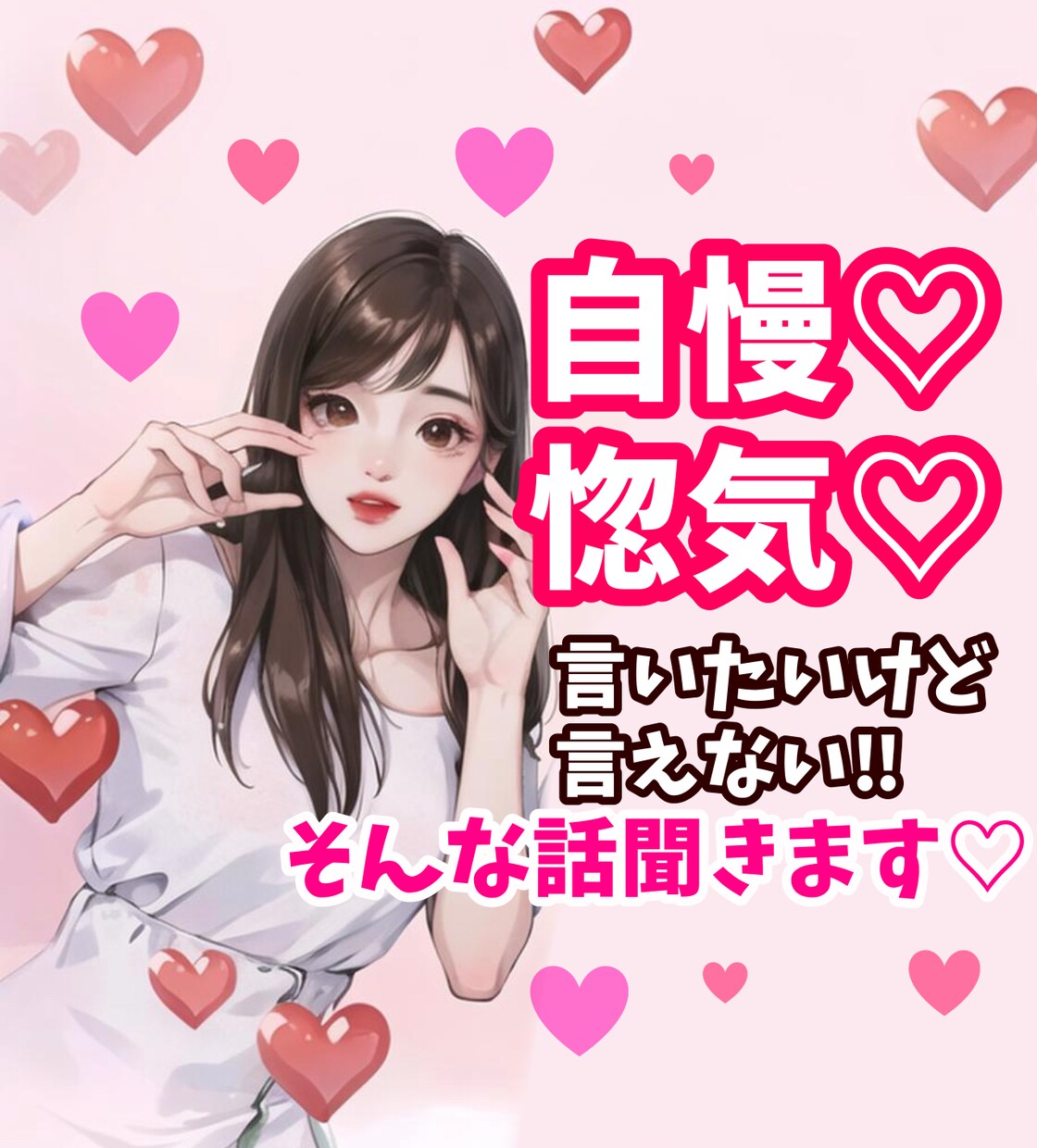 自慢♡惚気♡話したいけど話せない！そんな話聞きます 知り合いには言えない自慢を心ゆくまで話してください♡ イメージ1
