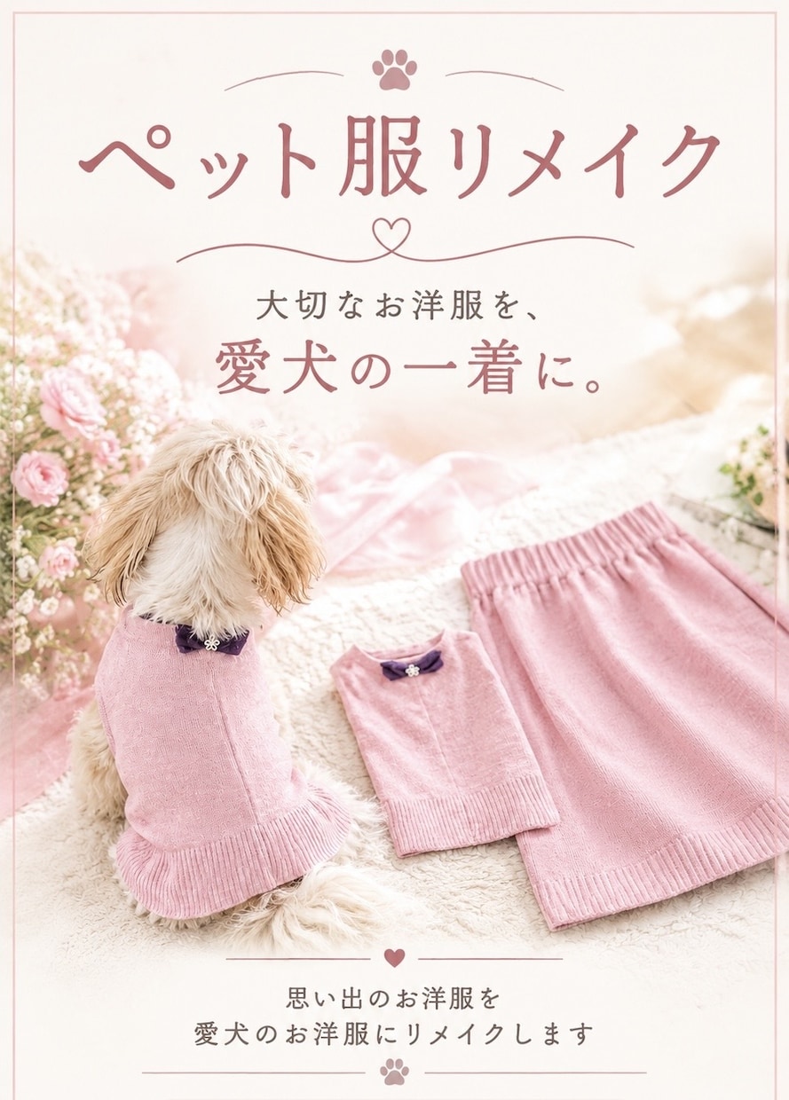 飼い主さんのお洋服をペット服へリメイクします いつも飼い主さんの香りに包まれる安心感♡オーダーリメイク制作 イメージ1