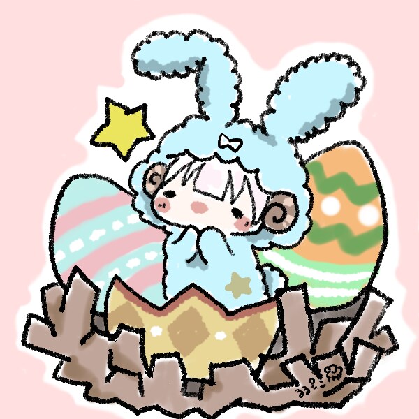 イースター量産イラスト描きます 卵に隠れたうさぎ着ぐるみのイースターイラストです イメージ1