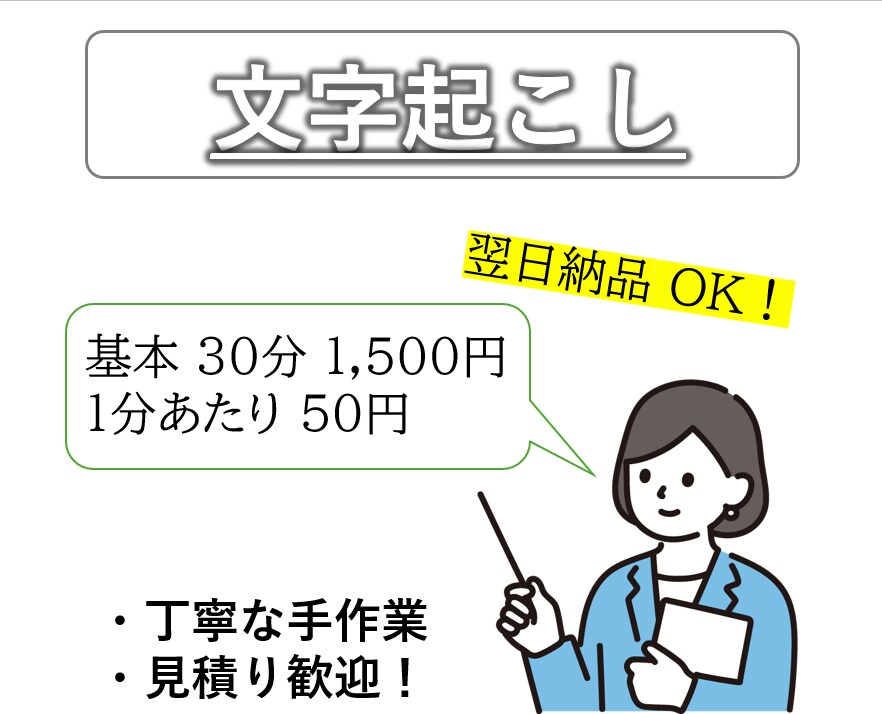 1分50円/丁寧に音声・動画を文字起こしします 最短翌日！一音ずつ耳で聴き取り、丁寧に文字起こしします イメージ1