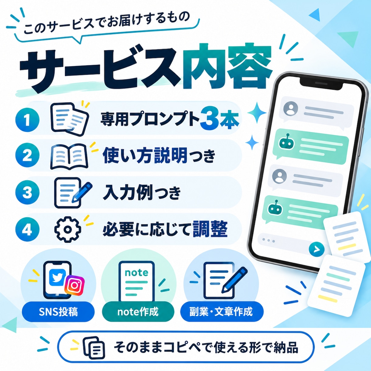 ChatGPT用プロンプトを作成します 用途に合わせて初心者向けに丁寧に設計します イメージ2