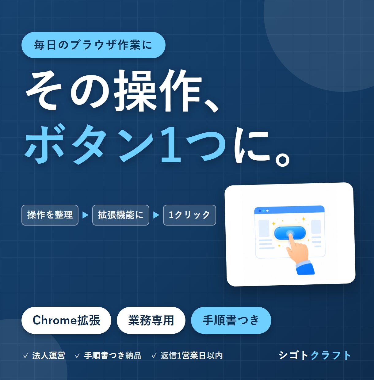 Chrome拡張機能を業務用に作成します 定型入力・コピペ・転記をワンクリックにします イメージ1