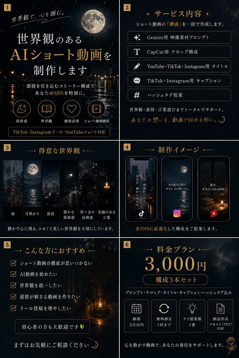 世界観のあるAI動画を作成します TikTok・リール向けの世界観動画 イメージ1