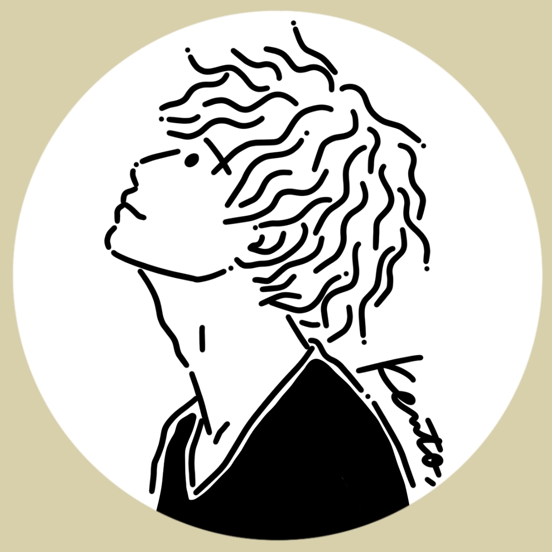 目が点のお洒落な似顔絵線画アイコンイラスト描きます 線の色、背景色は、ご自由に指定できます^^ イメージ6