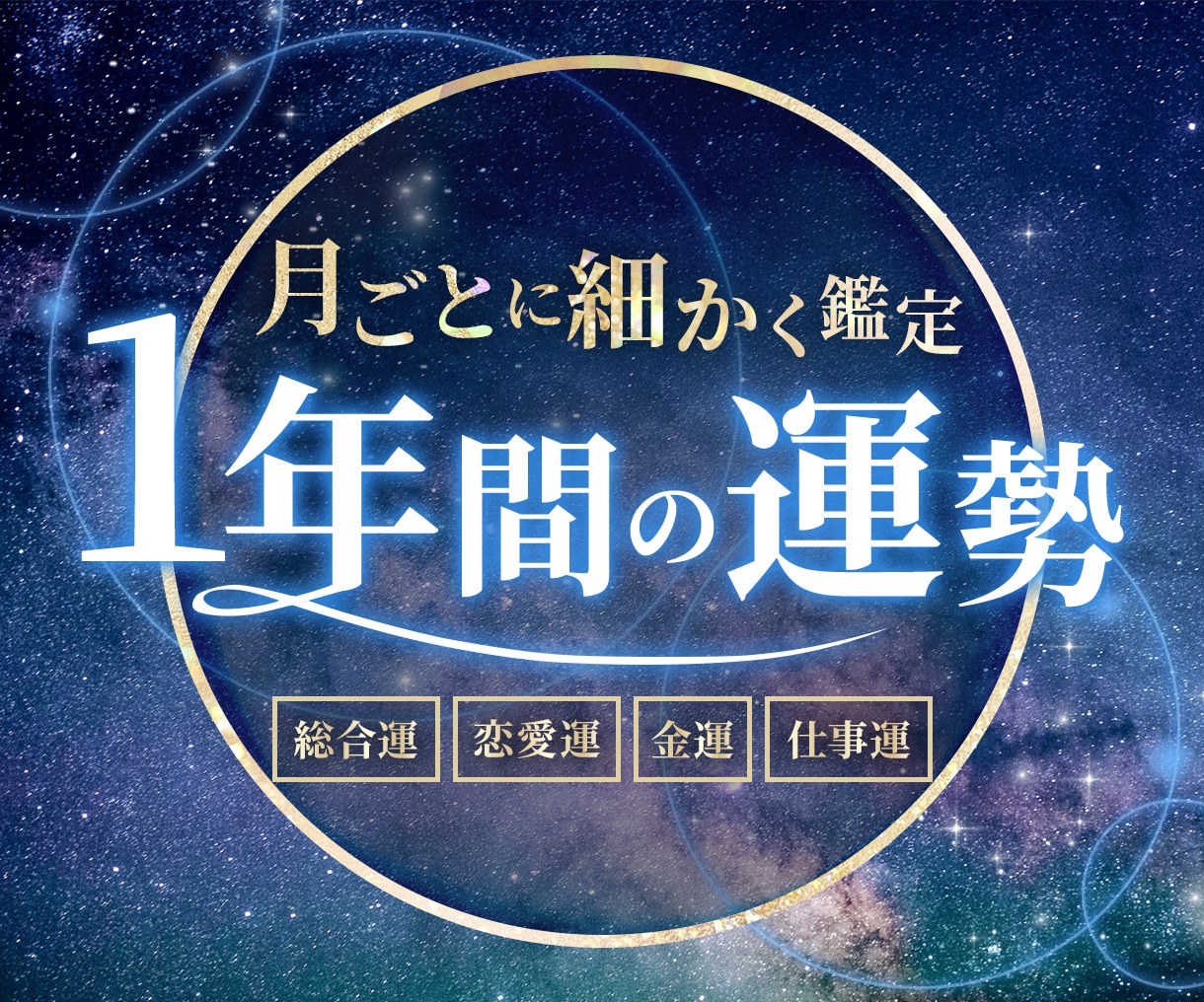 1年の運勢を月ごとに詳しく占います 総合運・恋愛・仕事など気になる運勢を月ごとに細かく鑑定！ イメージ1