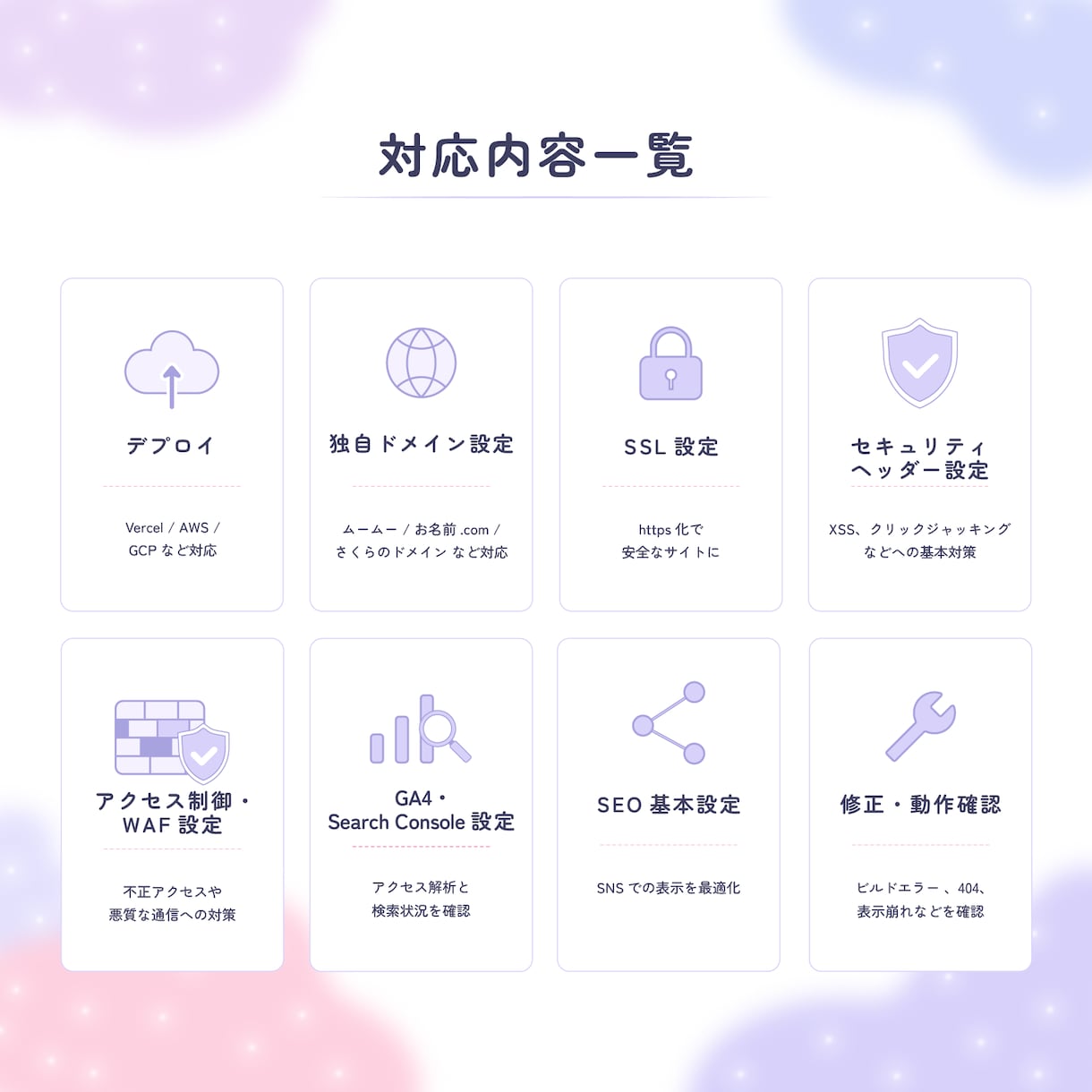 AIで作ったWebサイトを公開・初期設定します AIサイトを安心して公開できるようサポート イメージ3