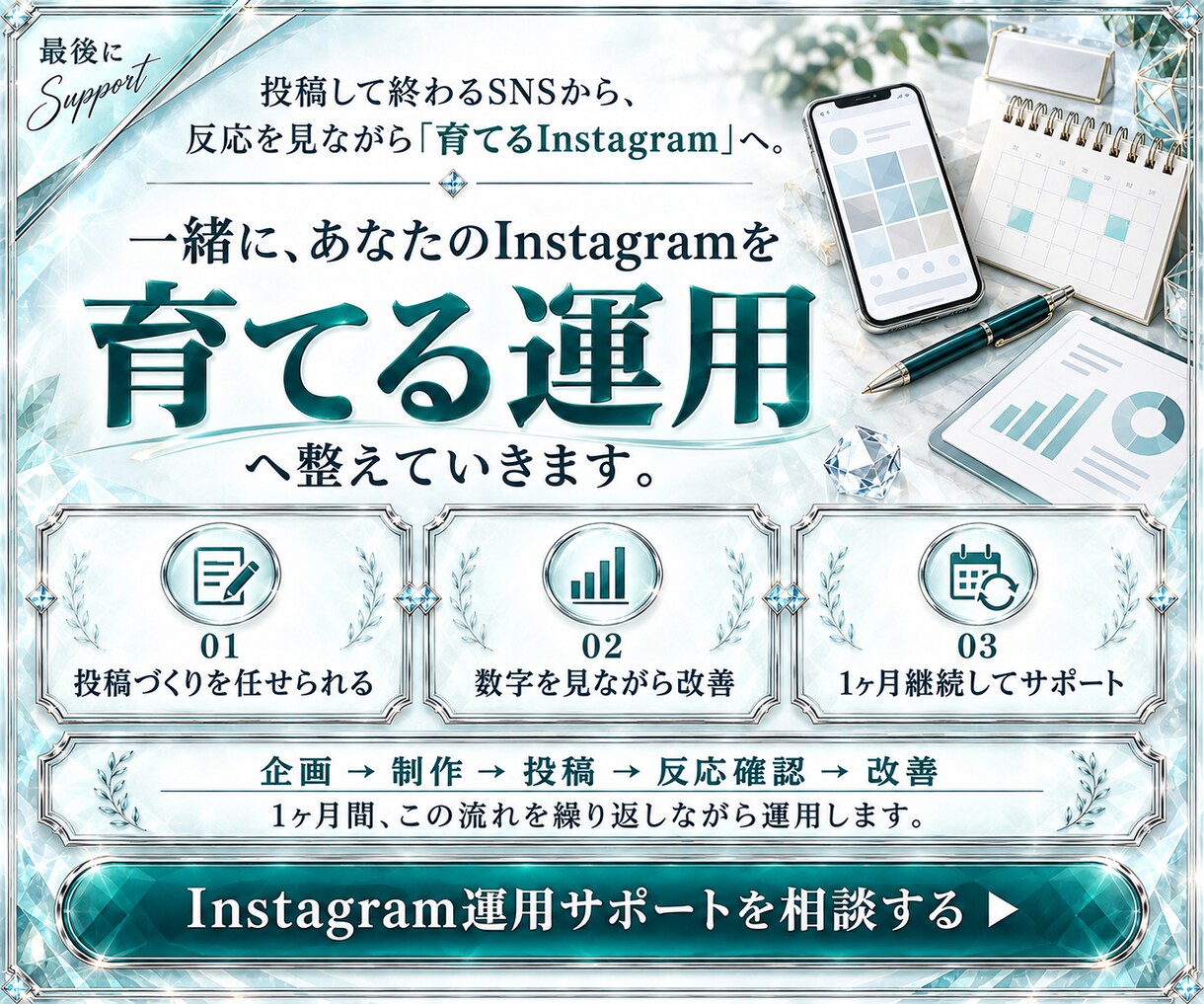 インスタ運用を1ヶ月まるっとサポートします 投稿づくりから分析・改善まで、まるっと対応 イメージ8