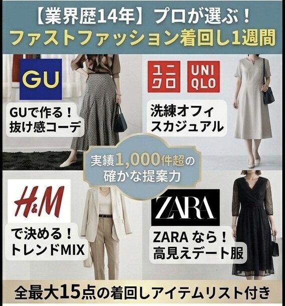 累計実績1000件！週5日分をコーデします 指定ブランドで週5日分のコーデ提案をします。 イメージ1