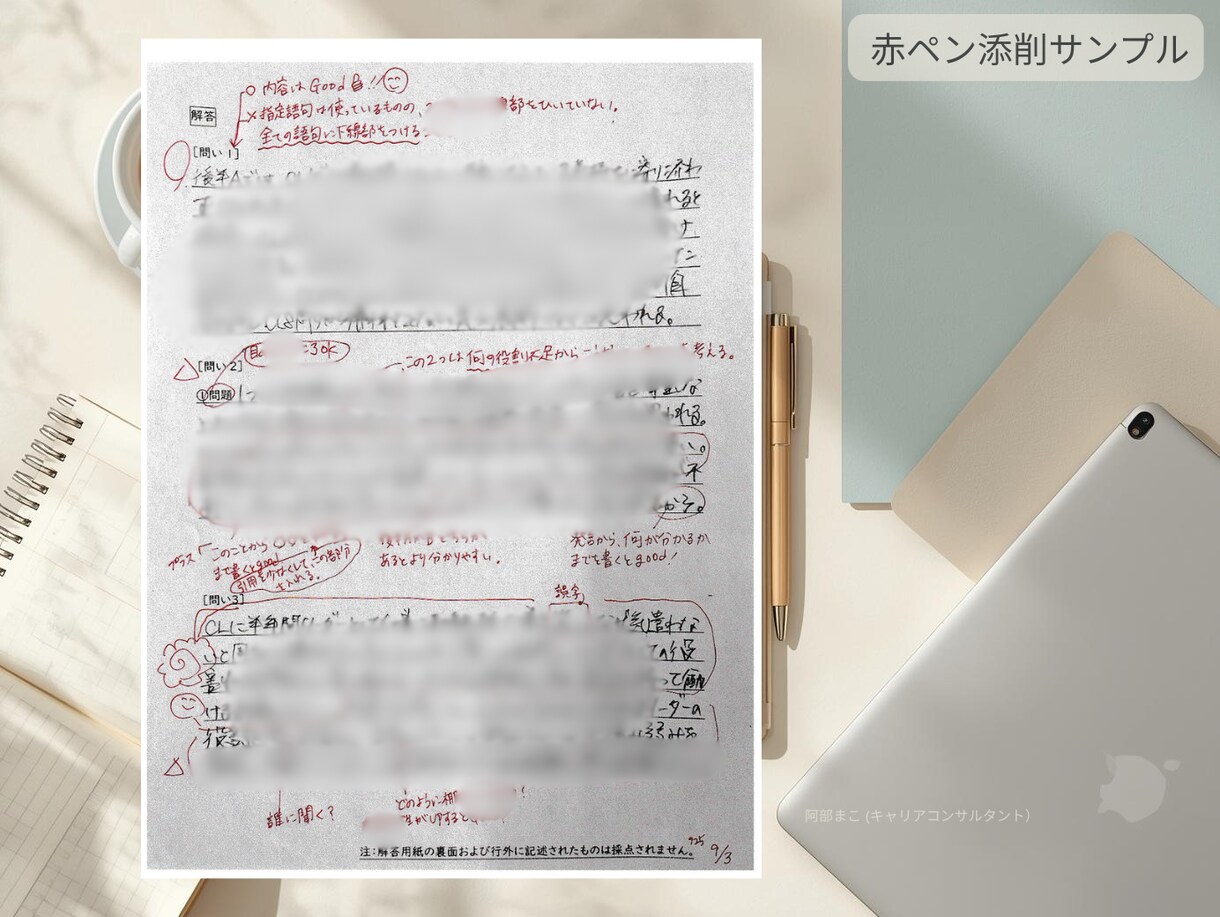 キャリコン試験JCDA(新形式)論述添削します オールA合格者が丁寧に添削。 赤ペン＋AIのダブルチェック イメージ3