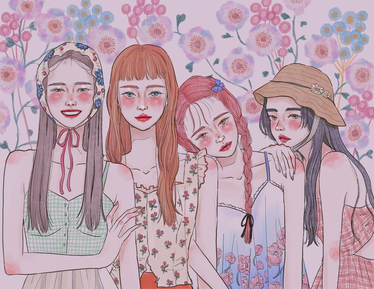 商用OK.ガーリーなカラーイラスト描きます アナログチックなレトロでオシャレなカラーイラストです。 イメージ2