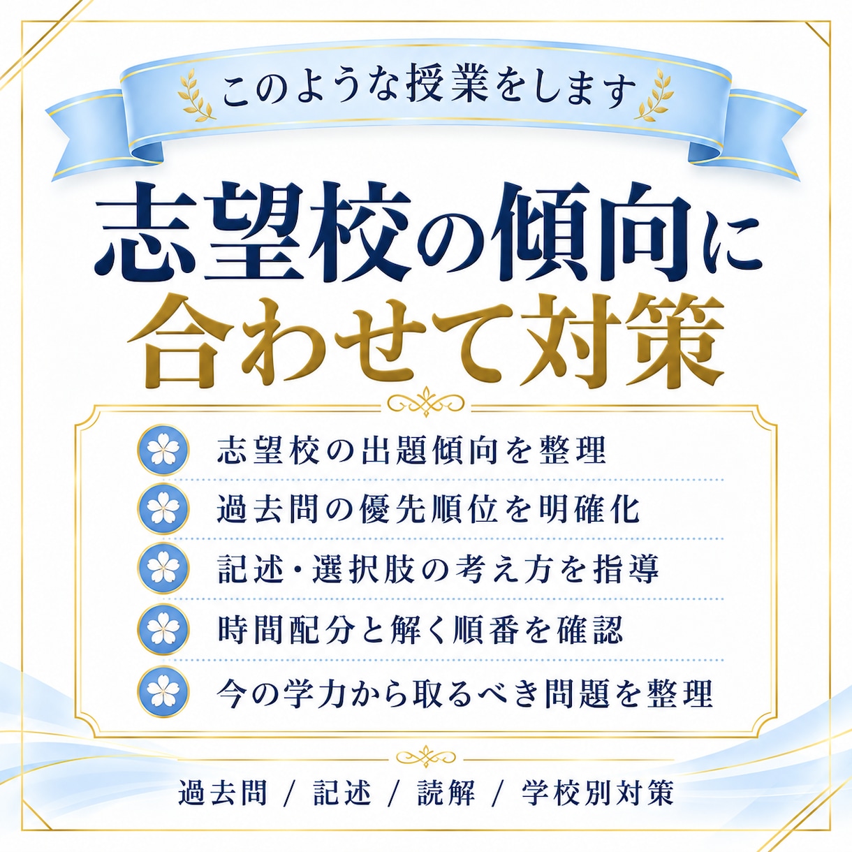 志望校別に中学受験国語の過去問を対策します 偏差値20〜40台から第一志望合格を目指します イメージ3