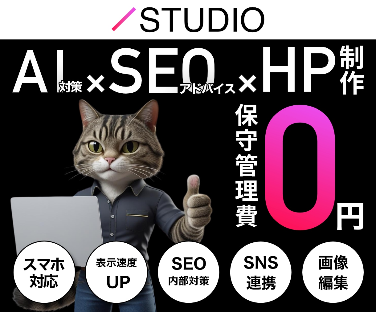 初心者・中小・個人向け｜STUDIOでHP作ります 簡単運用｜自由なデザイン｜自分で編集＆運用ができるHP イメージ1