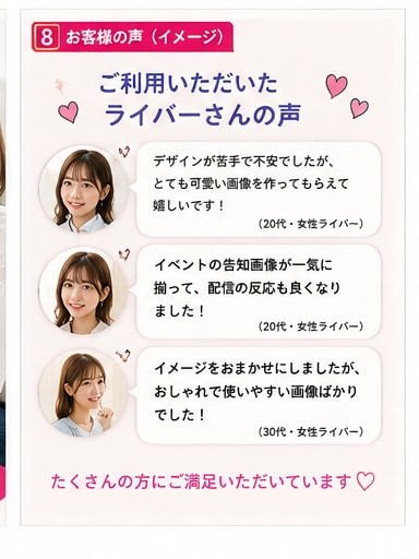TikTokライバー向け画像をまとめて作りますます 写真を送るだけ！配信やSNSで使える画像をまとめて制作 イメージ6