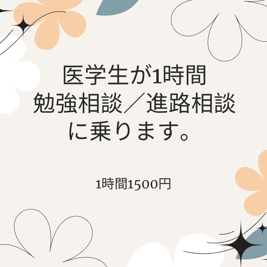 現役医学生が勉強相談に乗ります 勉強相談や受験校相談、進路相談などを行います。 イメージ1