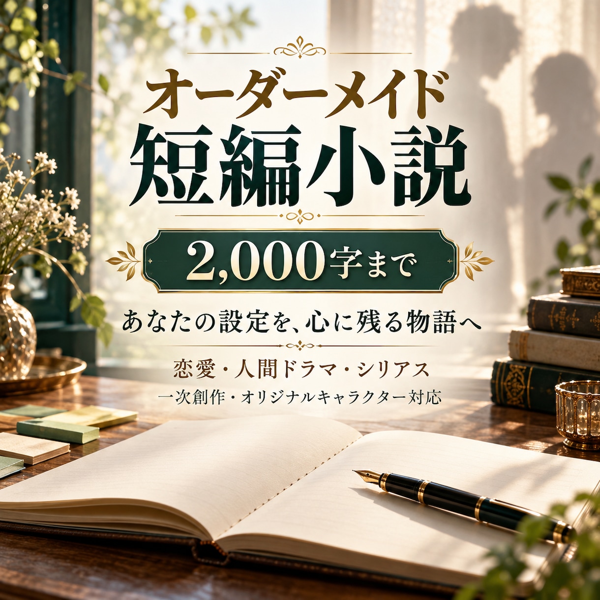 あなたの設定で心に残る短編小説を執筆します 恋愛や人間ドラマを、心理描写豊かな物語に仕上げます イメージ1