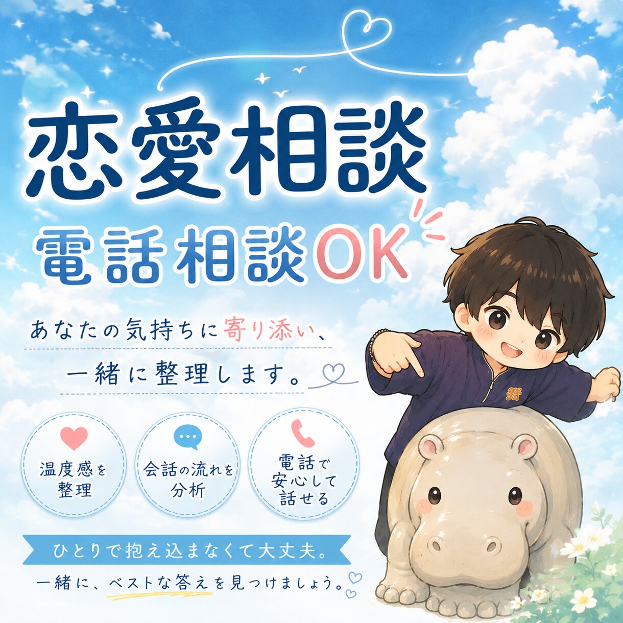 恋愛の悩み、整理しながら一緒に考えます マッチングアプリ•復縁に自信あります イメージ1
