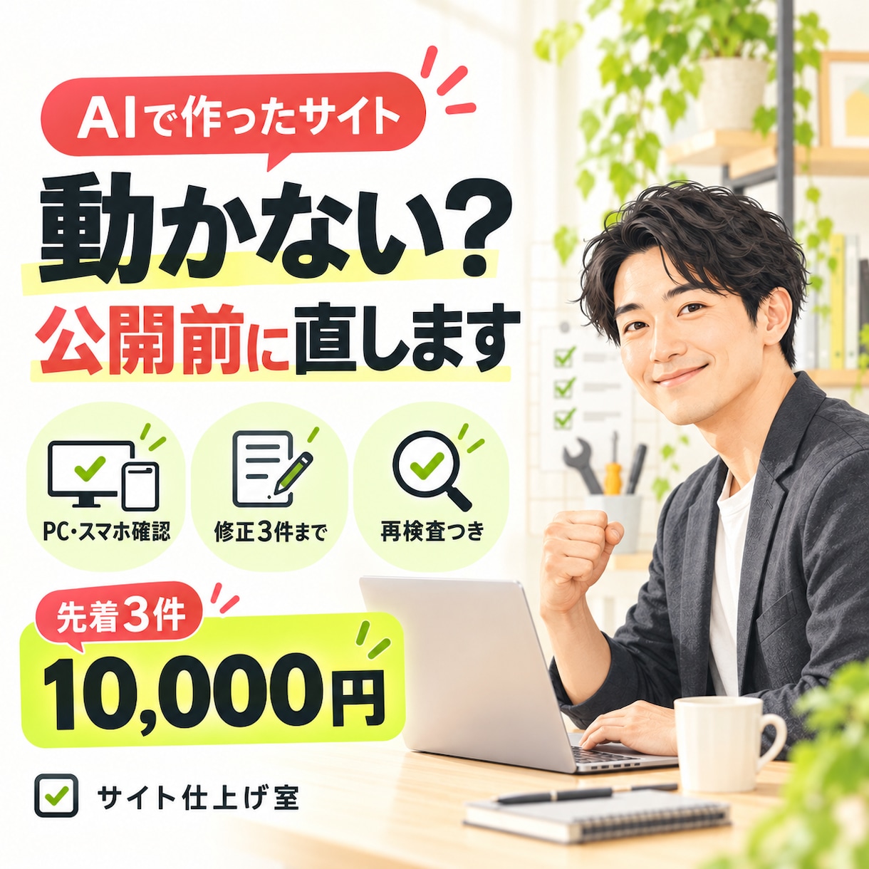 AIで作ったホームページ・LPの不具合を修正します ボタン不良・スマホ崩れを検査し、修正後も確認 イメージ1