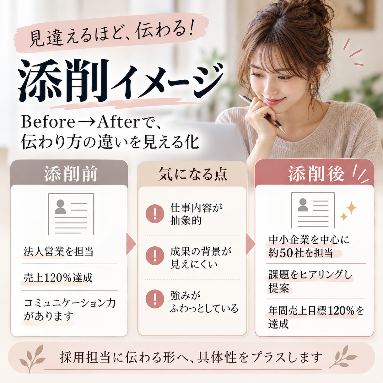 採用担当が職務経歴書を人事目線で添削します 書類選考でどう見えるかまで具体的にお伝えします イメージ3
