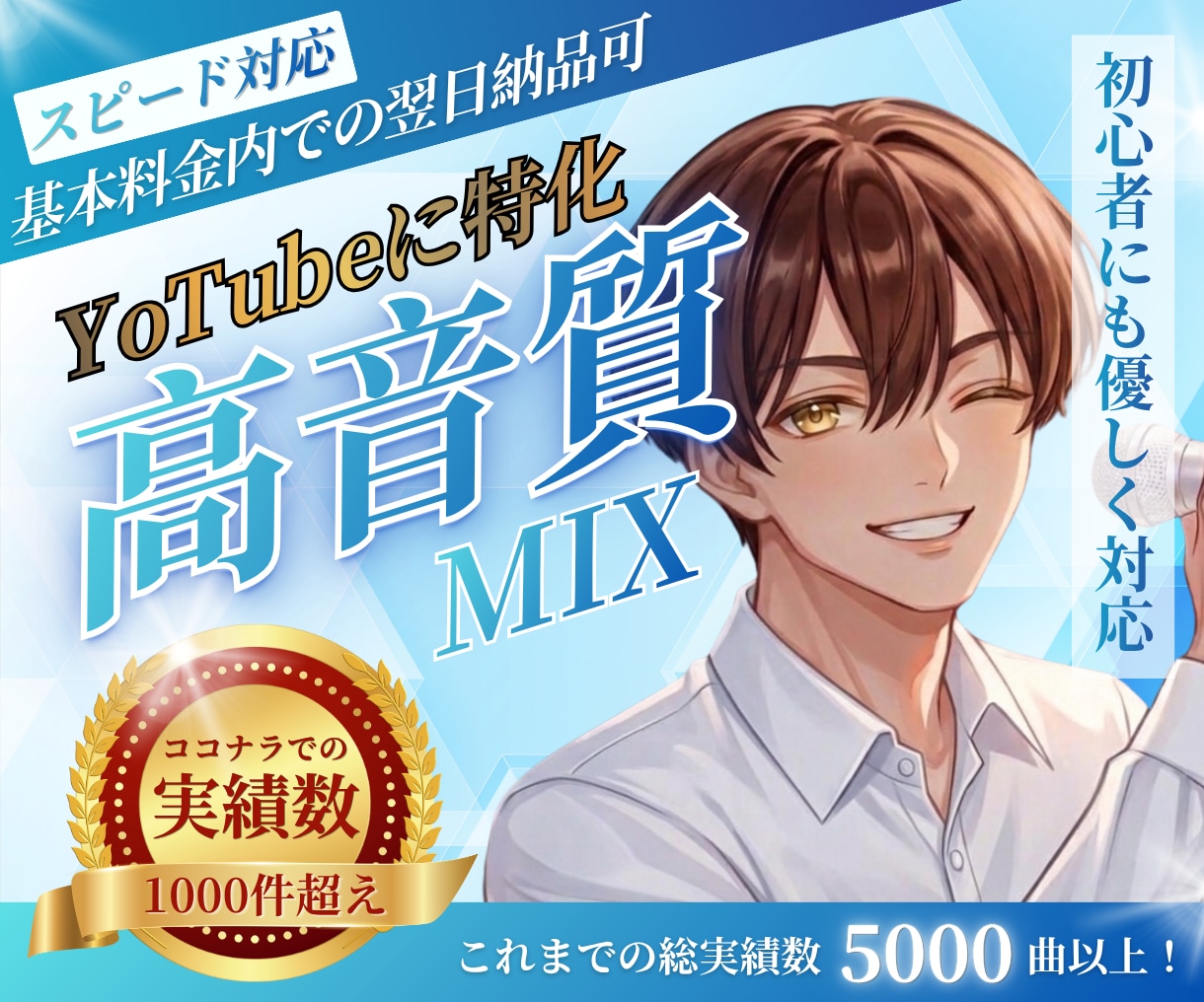 歌ってみたMIX、基本料金で最短翌日納品いたします YouTube特化音質で高品質！スピード対応いたします イメージ1
