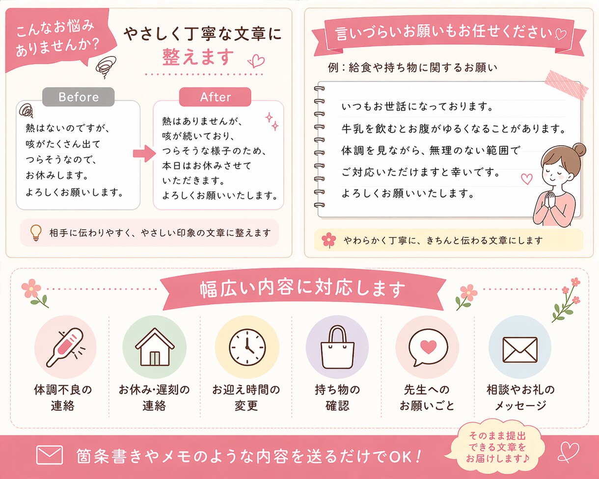 5回分/保育園・幼稚園の連絡帳をやさしく整えます 考えなくてOKそのまま使える文章 イメージ2