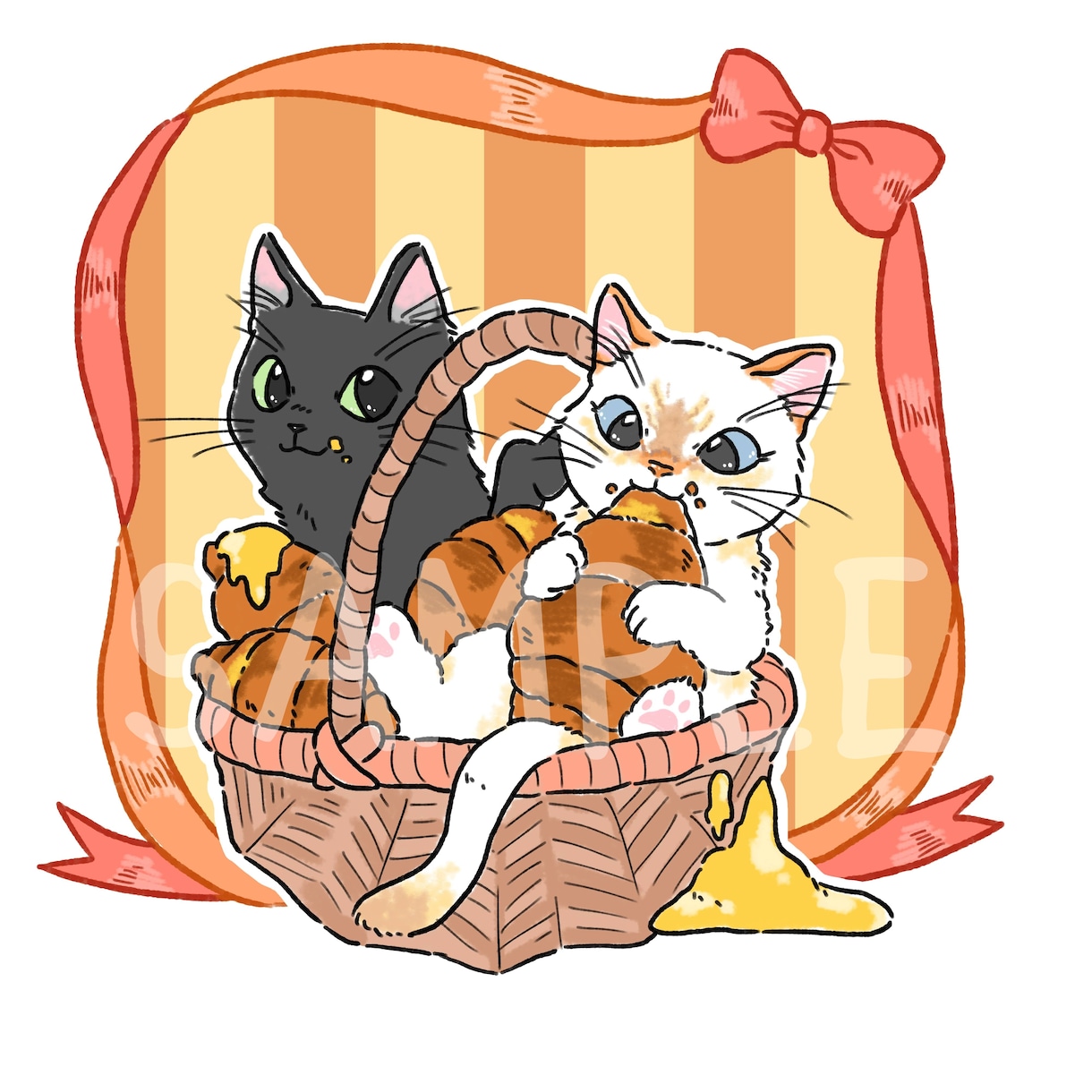 動物・ペット×お菓子イラスト☆かわいく描きます 犬・猫・鳥どんな子でも・商用利用オプション有・ラフまで無料 イメージ3