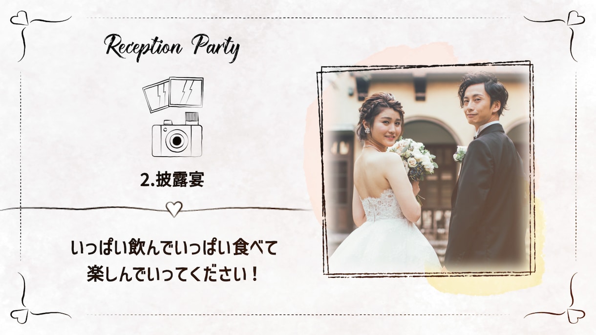 手描きイラスト風のオープニングムービー作ります ほっこり温かい結婚式のウェディングタイムラインムービー イメージ4