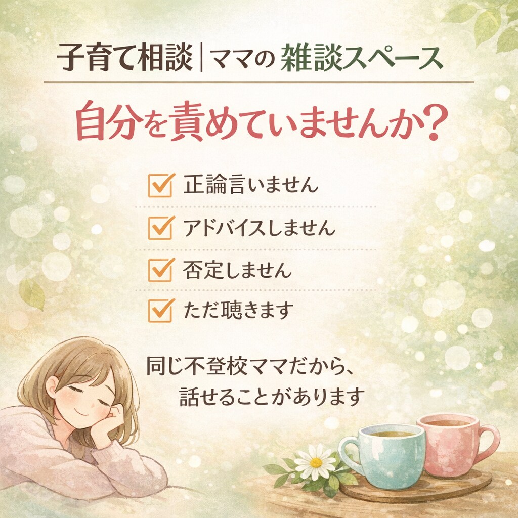 不登校・登園拒否・繊細な子育てママの心に共感します 同じ不登校ママだから話せることがあります イメージ1