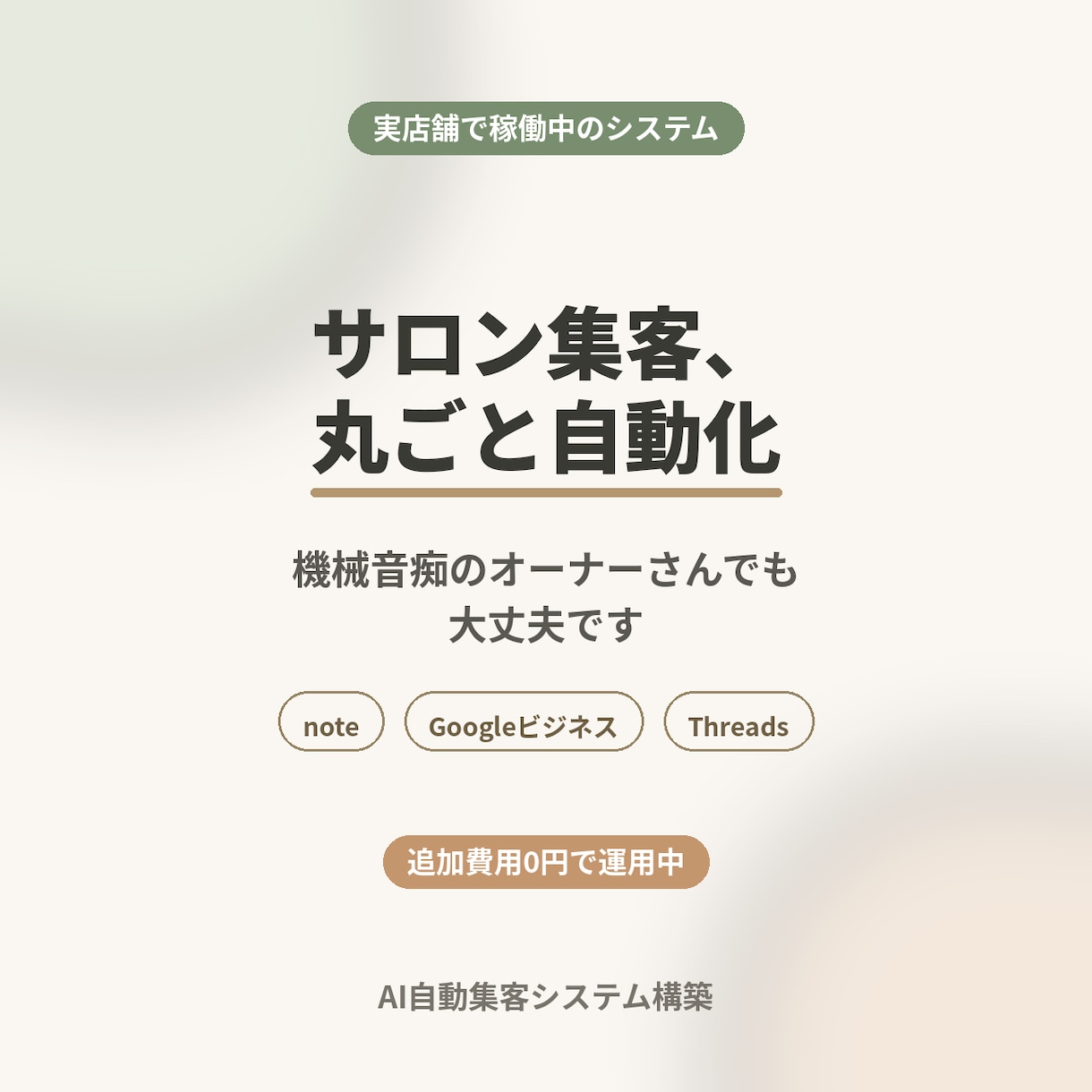サロン・整体院の集客をAIで自動化します 実店舗で稼働中｜機械音痴のオーナーさんでも安心 イメージ1