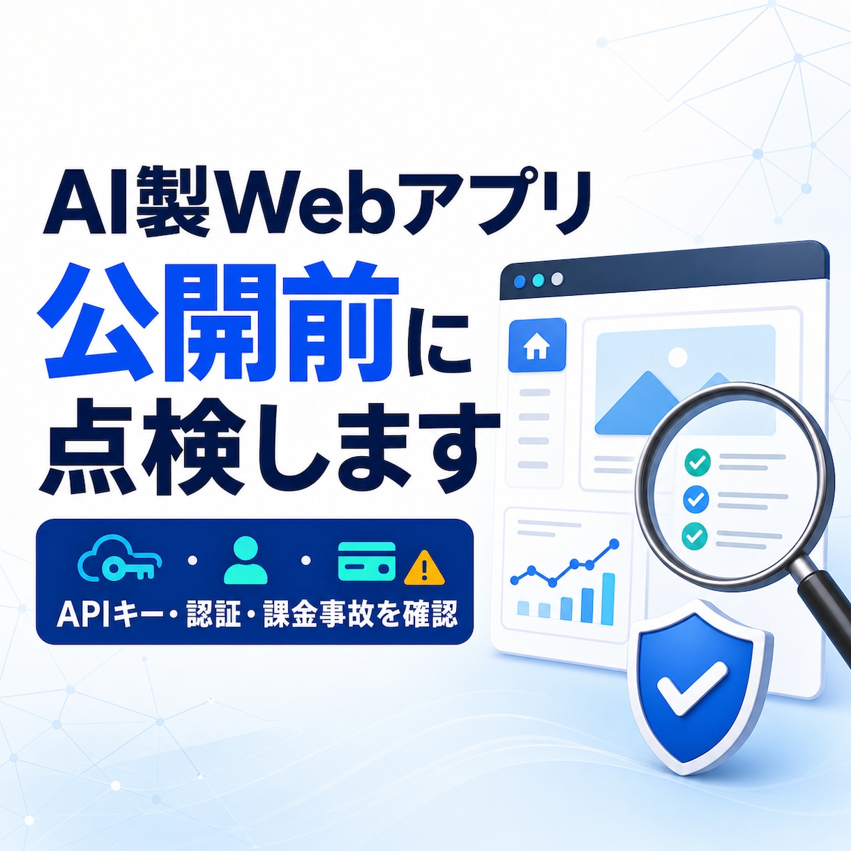 AI製Webアプリを公開前に点検します APIキー・認証・課金事故を優先度付きで確認 イメージ1