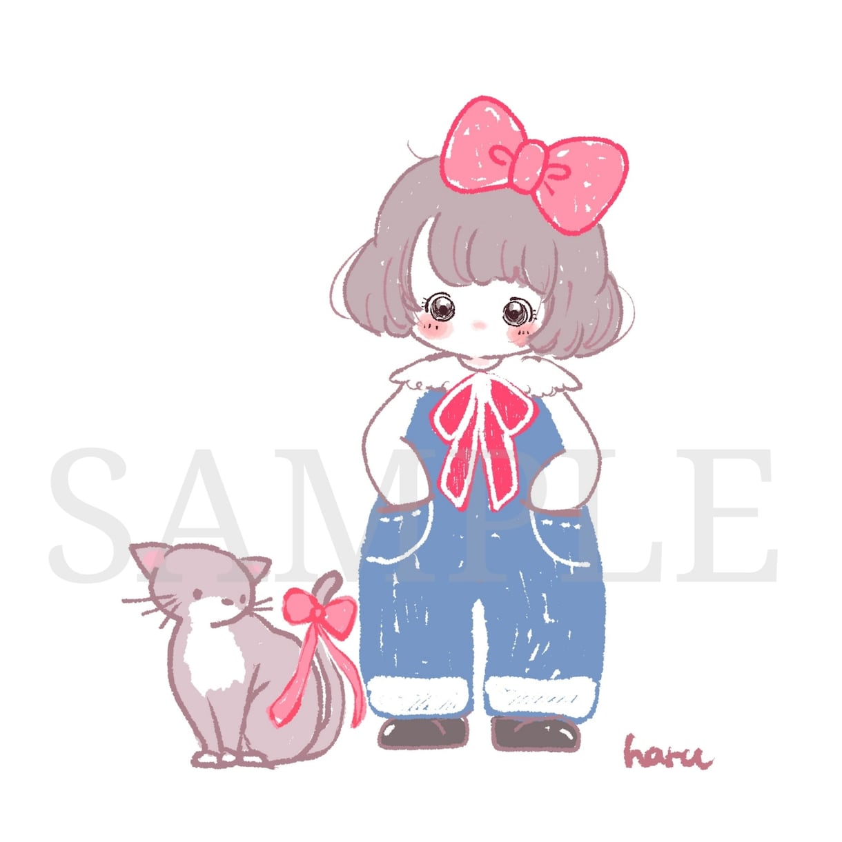 商用利用可！素朴で優しいイラストお描きします 『癒やし系』女の子や動物のほんわか素朴で可愛い絵が好きな方へ イメージ5