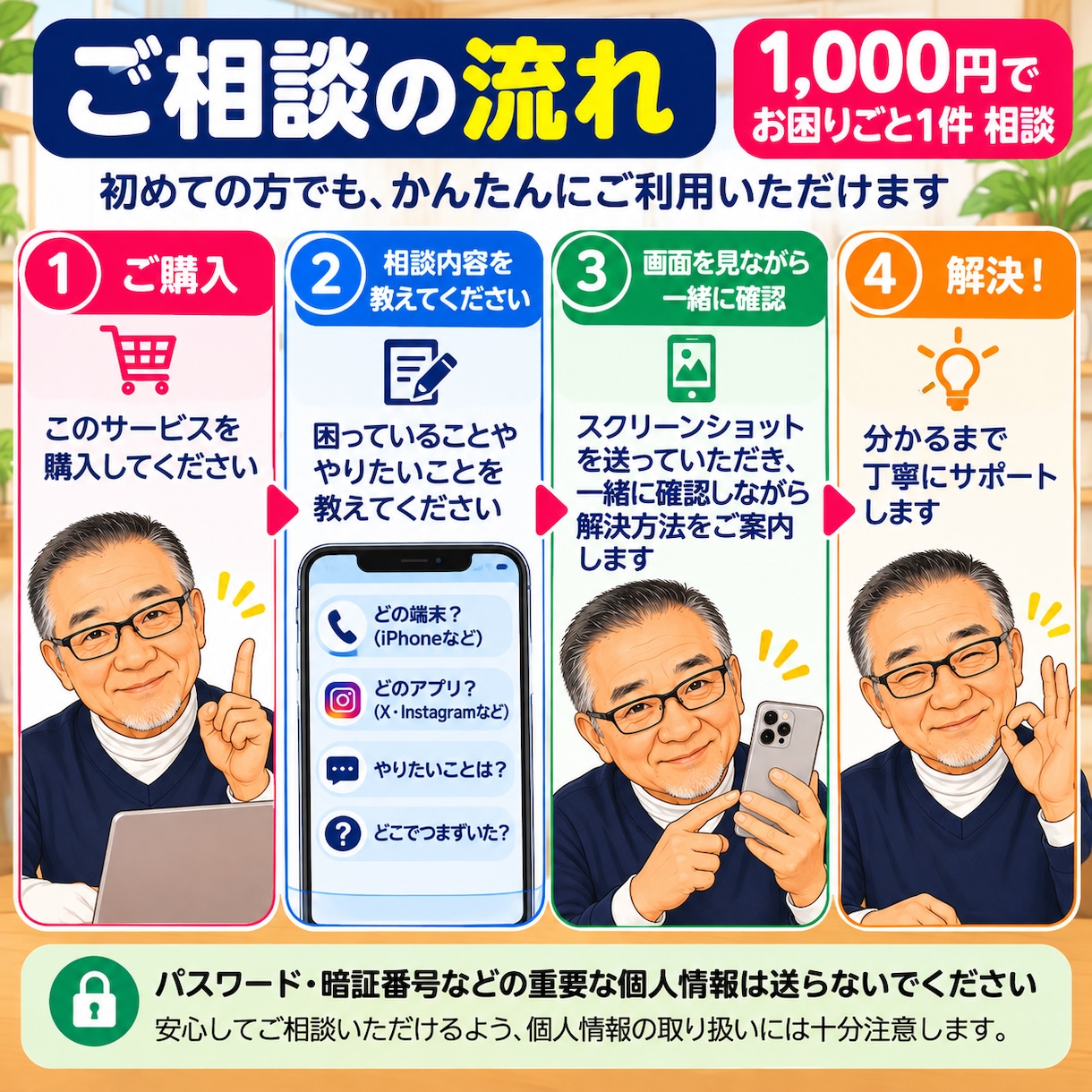 50代60代のスマホ・SNS相談に乗ります iPhone・X・Instagram・noteを優しく解説 イメージ2