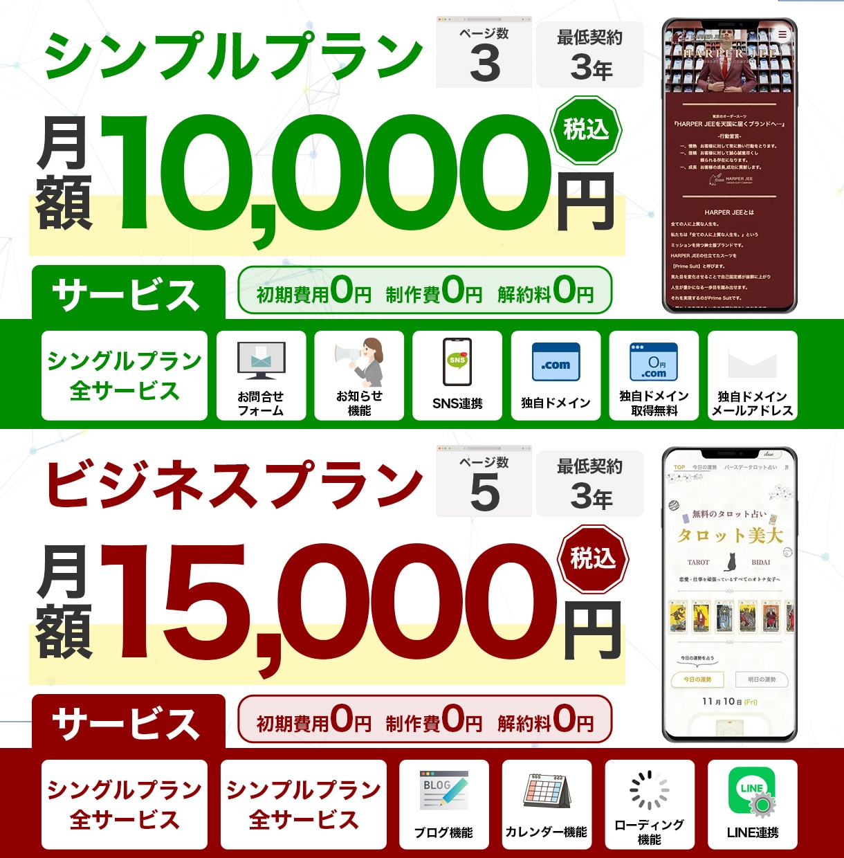 制作費0円で完全オリジナルのHP制作します サーバー・ドメイン取得&維持費代込み月額5,000円~ イメージ9