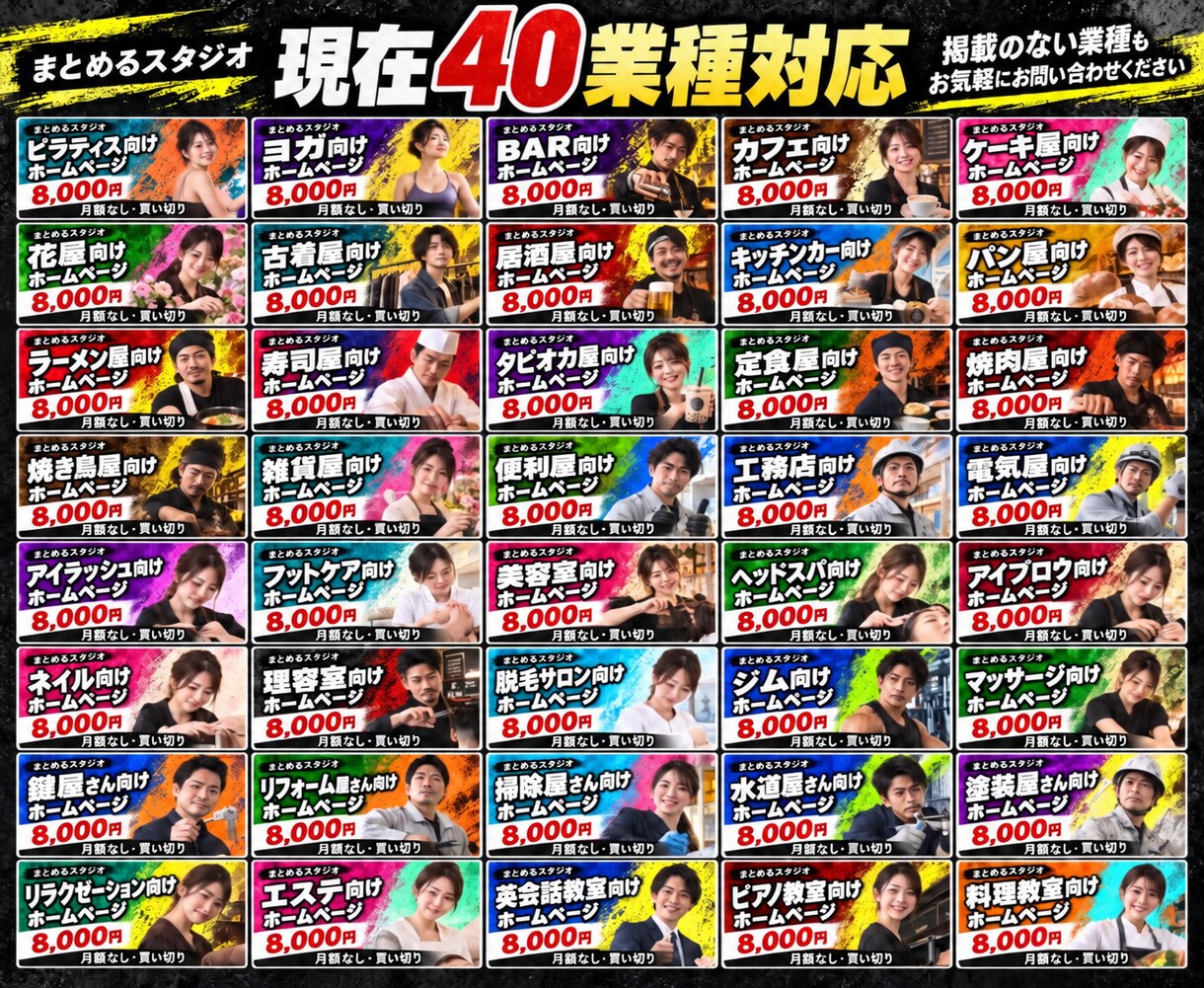 40業種から選べるHPテンプレートを販売します 画像と文章を差し替えるだけで公開できる買い切り型ホームページ イメージ2