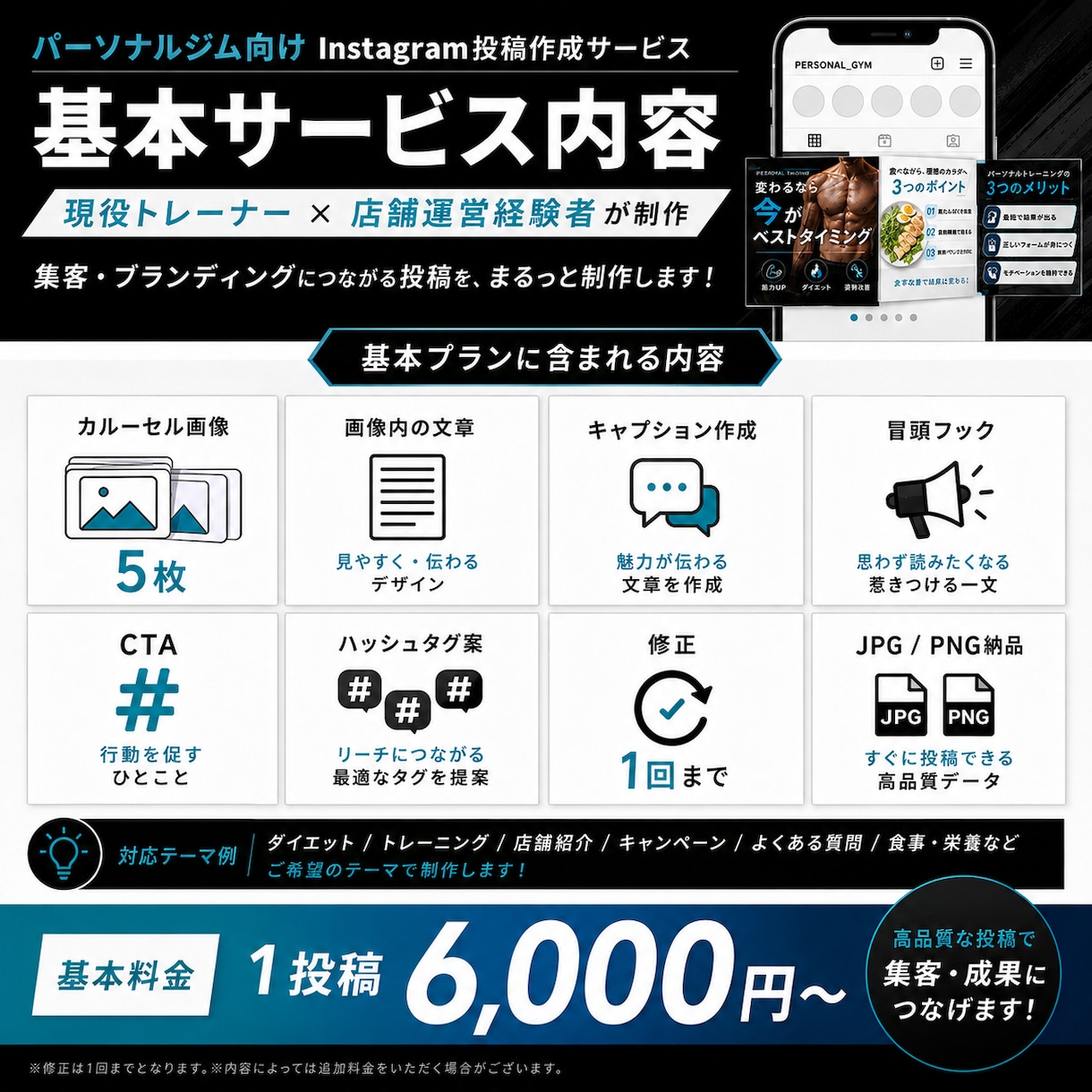 パーソナルジム向けインスタ投稿を作成します フィットネスの専門知識を活かして投稿を作ります イメージ3